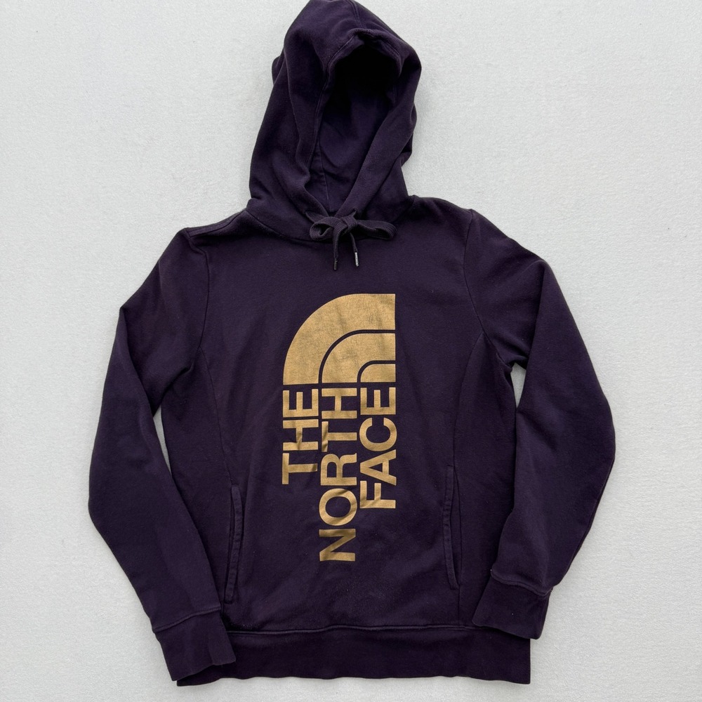 The North Face Womens M Medium Purple Gold‎ Half Dome Logo Hoodie Sweatshirt